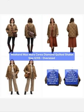 Weekend Max Mara Cerea Diamond Quilted ShacketSize 0/XS - Oversized